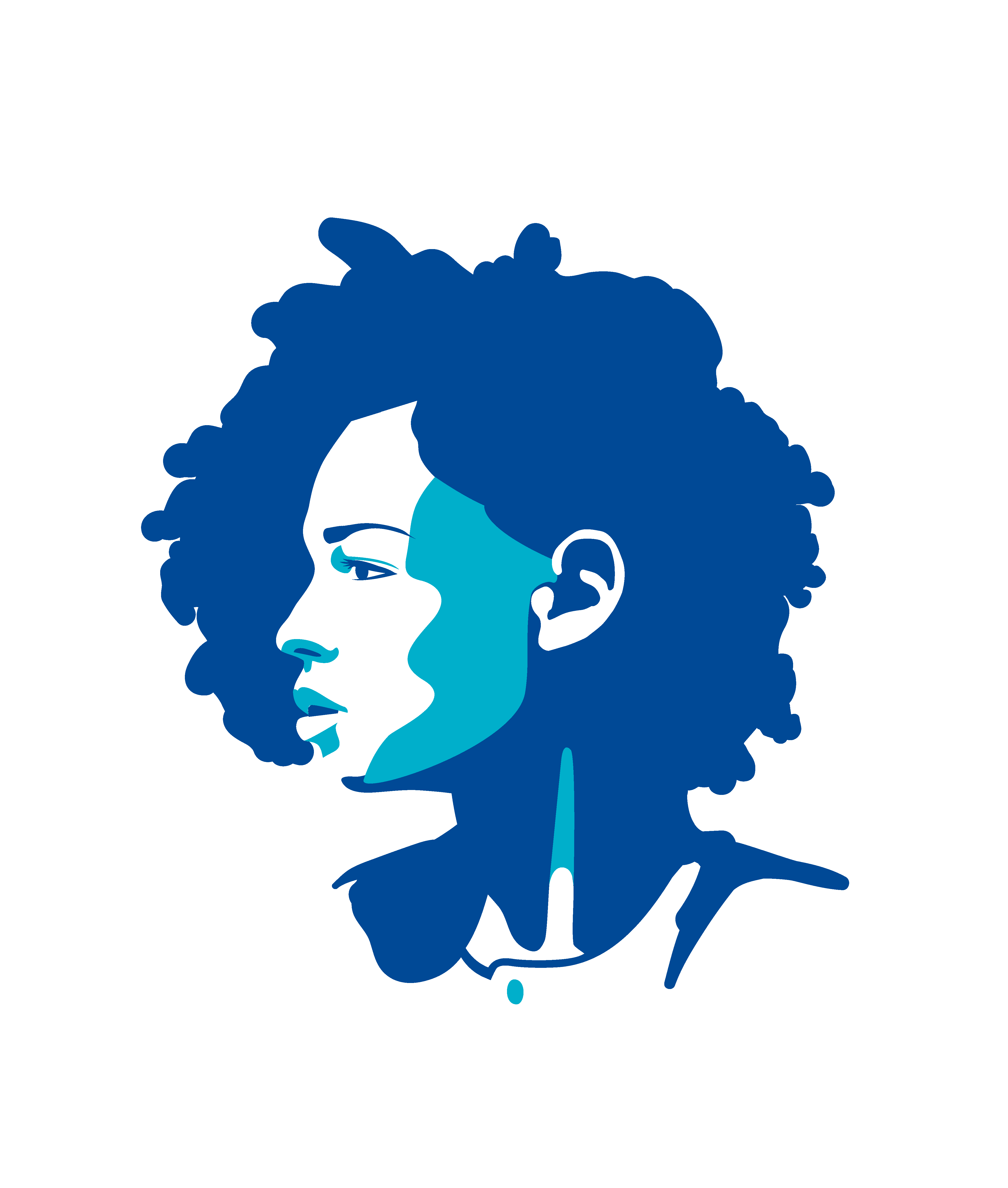 in blau gestaltete Illustration einer Person (Kopf und Schultern)